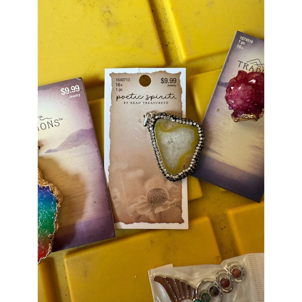 Lot of Gemstone Pendants Traditions & Poetic Spirit‎ Agate Druzy Chakra Jewelry